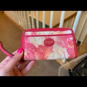 Coach Pink Watermark Wristlet
